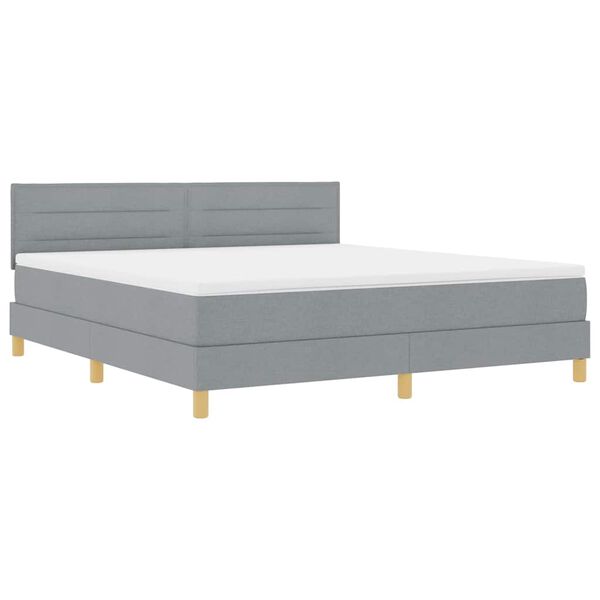 vidaXL Boxspringbett mit Kissen Hellgrau 180 x 200 cm Stoff