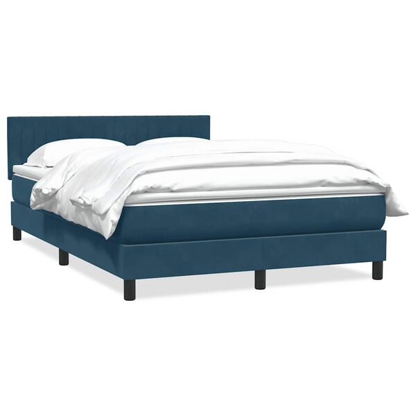 vidaXL Boxspringbett mit Matratze Dunkelblau 140x220 cm Samt