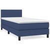 vidaXL Boxspringbett mit Matratze Blau 90x200 cm Stoff