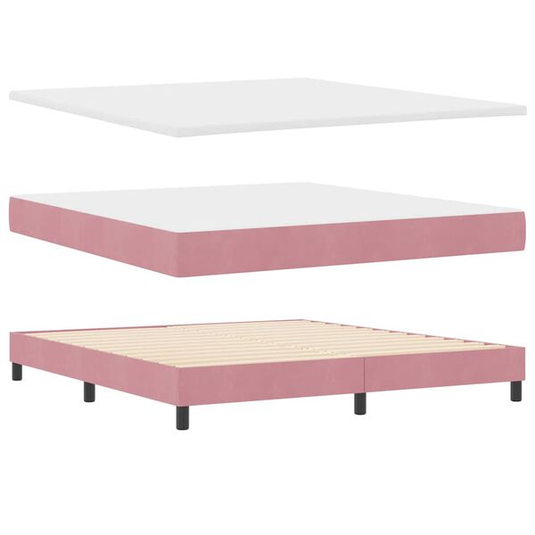 vidaXL Boxspringbett mit Kopfteil Rosa 180 x 200 cm Samt