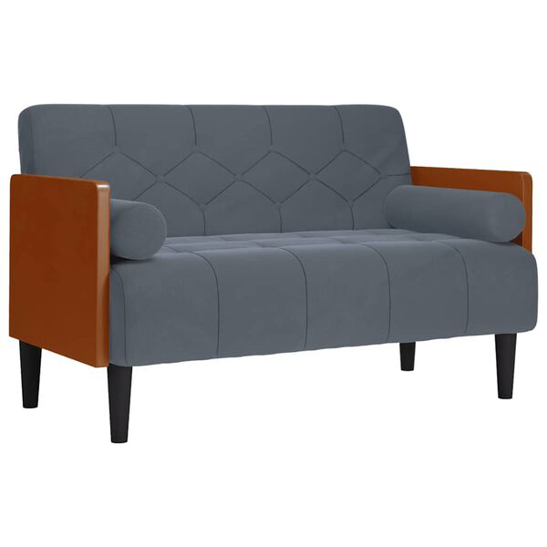 vidaXL Zweisitzer-Sofa mit Nackenrollen Dunkelgrau 110 cm Samt
