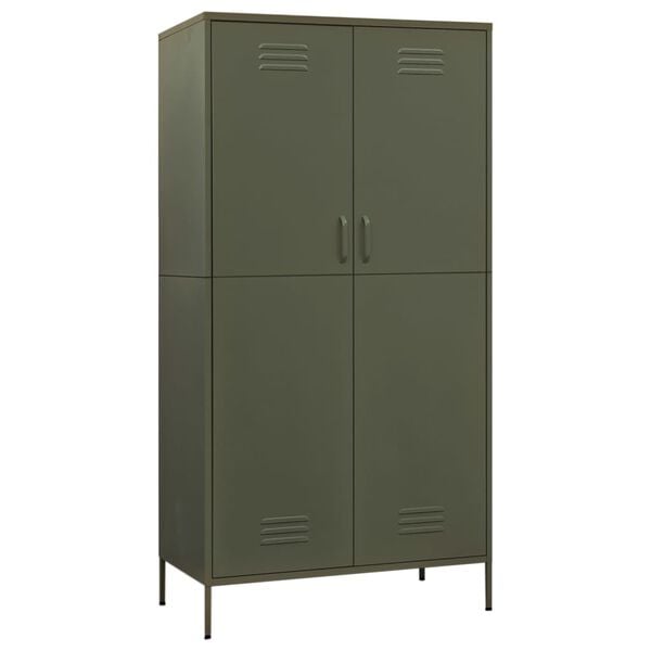 vidaXL Kleiderschrank Olivgr&uuml;n 90x50x180 cm Stahl