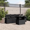 vidaXL 5-tlg. Garten-Sofagarnitur mit Kissen Schwarz Poly Rattan