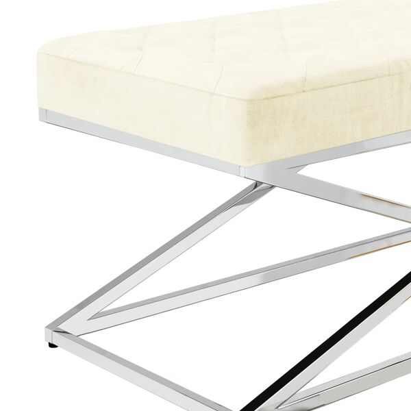 vidaXL Sitzbank Creme Samt und Edelstahl