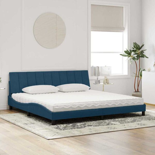 vidaXL Bett mit Matratze "Hanko" Blau 200x200 cm Samt