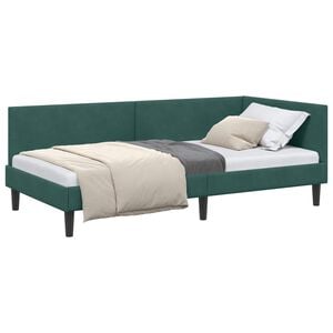 vidaXL Eckbettgestell mit Kopfteil Dunkelgr&uuml;n 80 cm x 200 cm Samt