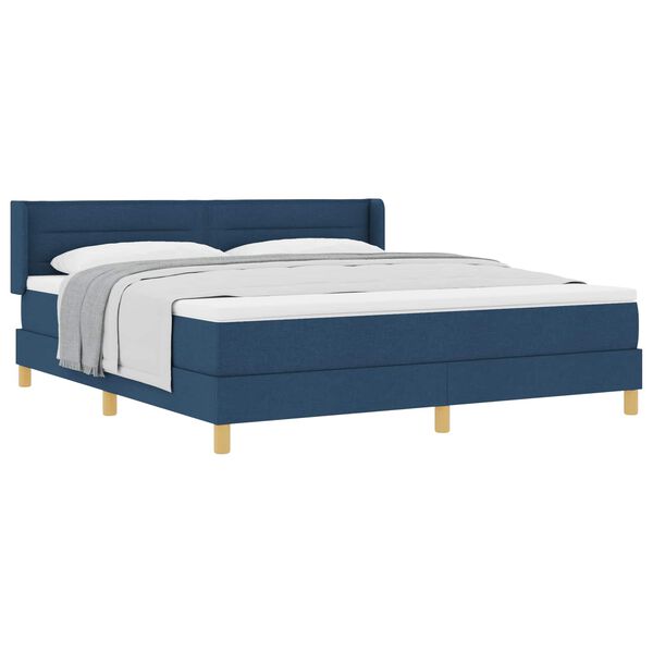 vidaXL Boxspringbett mit Matratze mit Kopfteil Blau 200 x 180 cm Stoff
