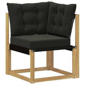 vidaXL Outdoor Ecksofa Massivholz Akazie und Textilene Stoff Wei&szlig;