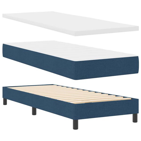 vidaXL Boxspringbett mit Matratze mit Kopfteil Blau 80 x 200 cm Stoff