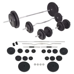 vidaXL Langhantel- und Kurzhantelset 90 kg