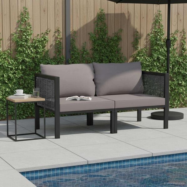 vidaXL 2-Sitzer-Sofa mit Auflage Anthrazit Poly Rattan