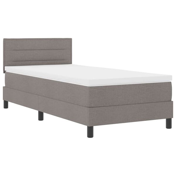 vidaXL Boxspringbett mit Matratze mit LED Taupe 100 x 200 cm Stoff