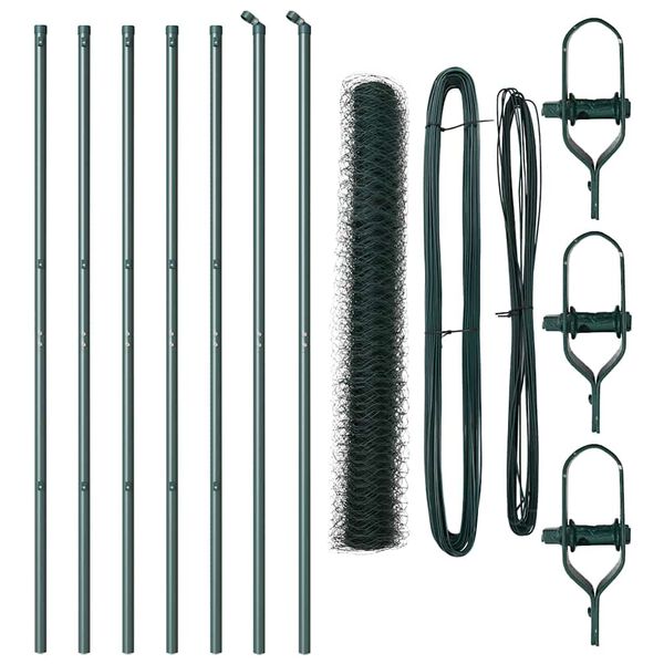 vidaXL Zaunpfosten Gr&uuml;n 10 x 1 m (50 mm Netz) Stahl und PVC
