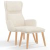 vidaXL Relaxsessel mit Hocker Cremewei&szlig; Samt