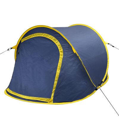 vidaXL Pop-Up-Campingzelt 2 Personen Marineblau / Gelb