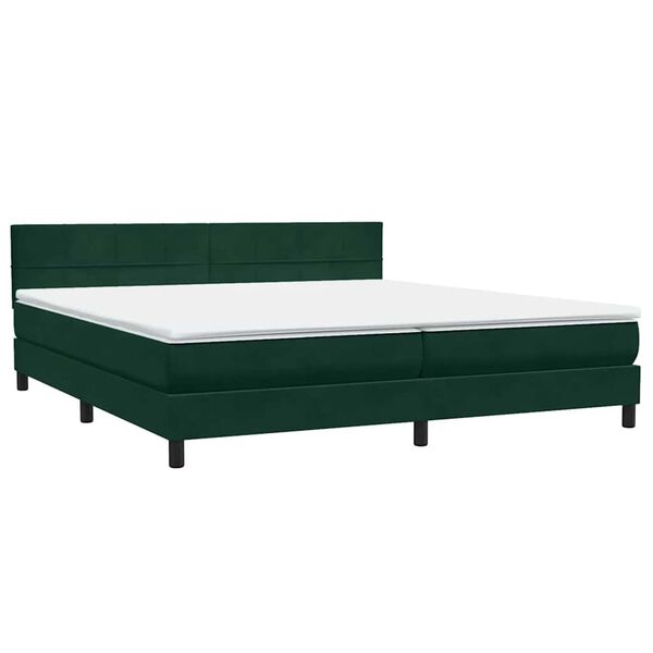 vidaXL Boxspringbett mit Matratze Dunkelgr&uuml;n 180x220 cm Samt