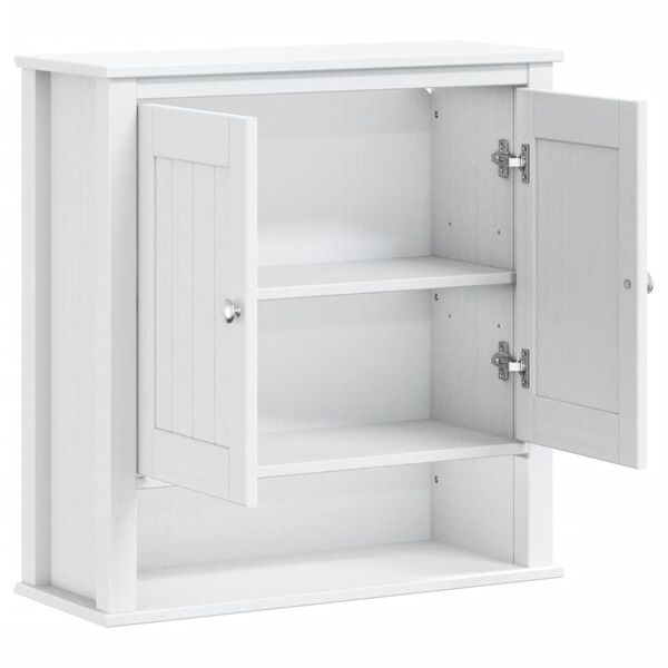 vidaXL Bad-Wandschrank BERG Wei&szlig; 69,5x27x71,5 cm Massivholz