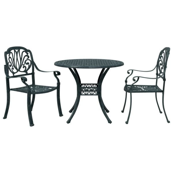 vidaXL 3-tlg. Bistro-Set Gr&uuml;n Aluminiumguss