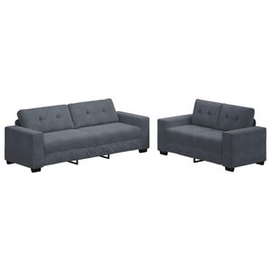 vidaXL 2-teiliges Sofa-Set mit Kissen, dunkelgrauer Samt