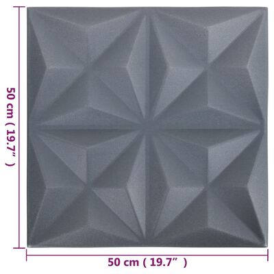 vidaXL 3D-Wandpaneele 48 Stk. 50x50 cm Origami Grau 12 m²