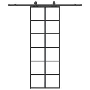 vidaXL Schiebet&uuml;r mit Beschlag Schwarz 76x205 cm ESG-Glas