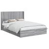vidaXL Bettgestell mit Stauraum und Kopfteil Grau Sonoma 140 x 200 cm