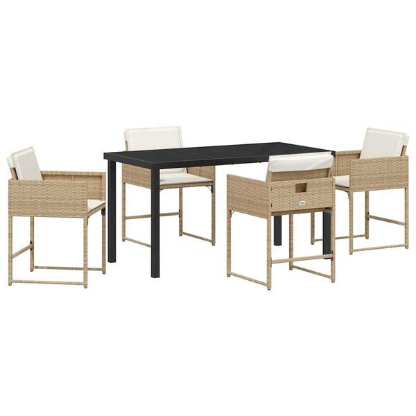 vidaXL Garten Essgruppe 5 pcs Beige Poly-Rattan