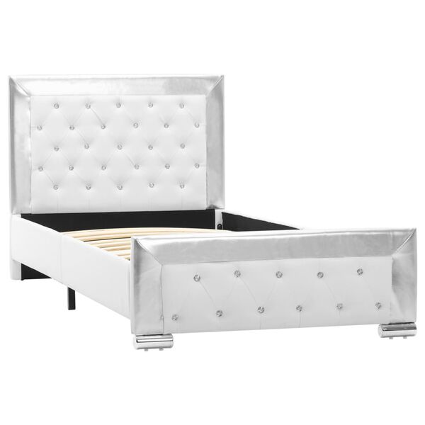 vidaXL Bettgestell Weiß Kunstleder 90 x 200 cm