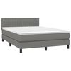 vidaXL Boxspringbett mit Matratze & LED Dunkelgrau 140x200 cm Stoff