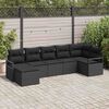 vidaXL Sofa Set mit Kissen mit Speicher 7 pcs Schwarz Poly-Rattan