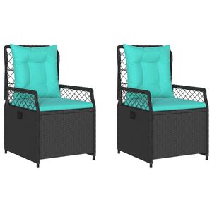 vidaXL Liegende Gartenst&uuml;hle 2 Stk. Schwarz Poly Rattan