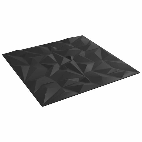 vidaXL Wandpaneele 48 pcs Schwarz 50 x 50 cm XPS Schaum