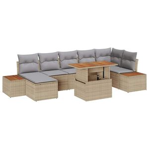 vidaXL Garten-Sofa-Set mit Speicher 8 pcs Beige Poly Rattan