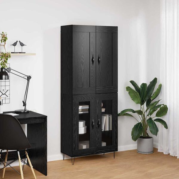 vidaXL Highboard Schwarz Eichen-Optik 69,5 x 34 x 180 cm Holzwerkstoff