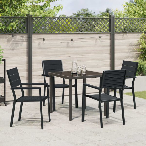 vidaXL Garten Essgruppe 5 pcs Schwarz Pulverbeschichteter Stahl