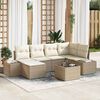 vidaXL Gartensofa-set mit Kissen 7 pcs Beige und Creme Poly-Rattan