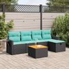 vidaXL 6-tlg. Garten-Sofagarnitur mit Kissen Schwarz Poly Rattan