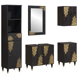 vidaXL Badezimmerschrank-Set 5 stk. Schwarz 62 x 33 x 58 cm