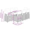 vidaXL 9-tlg. Garten-Bistro-Set mit Kissen Braun Poly Rattan