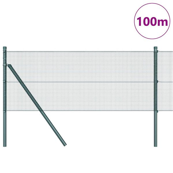 vidaXL Zaunpfosten Gr&uuml;n 100 x 0,4 m (12 x 12 mm Netz) Stahl und PVC