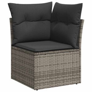 vidaXL Garten-Ecksofa mit Kissen Grau Poly Rattan