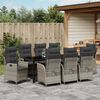 vidaXL Garten Essgruppe mit Kissen 9 pcs Hellgrau Poly-Rattan