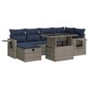 vidaXL 7-tlg. Garten-Sofagarnitur mit Kissen Grau Poly Rattan Akazie