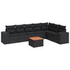 vidaXL 8-tlg. Garten-Sofagarnitur mit Kissen Schwarz Poly Rattan