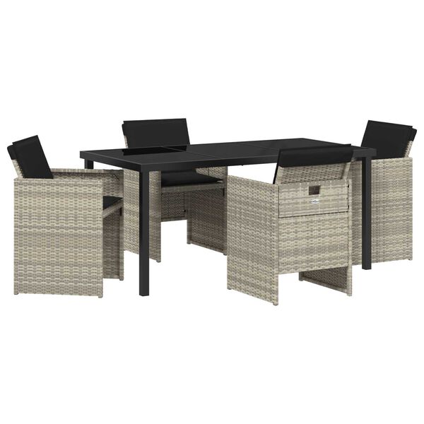 vidaXL Garten Essgruppe 5 pcs Hellgrau Poly-Rattan