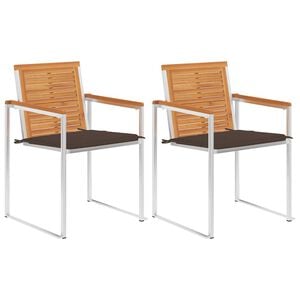 vidaXL Gartenst&uuml;hle mit Kissen 2 Stk. Massivholz Akazie und Stahl