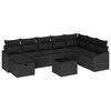 vidaXL Garten-Sofa-Set mit Kissen 9 pcs Schwarz Poly Rattan