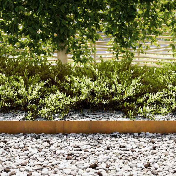 vidaXL Raseneinfassung 20 pcs Braun 100 x 0,05 x 20 cm Wetterfeststahl