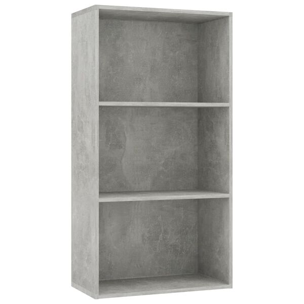 vidaXL B&uuml;cherregal 3 F&auml;cher Betongrau 60x30x114 cm Holzwerkstoff