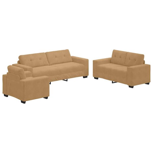 vidaXL Sofa Set 3 pcs Braun 221 x 80 x 80 cm Samt